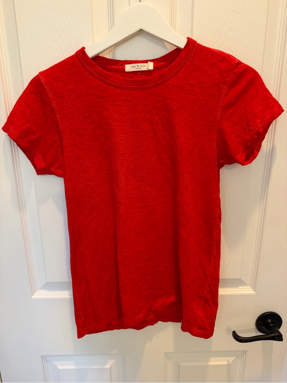 Rag & Bone Red 100% Pima Cotton Slub Crew Neck T-Shirt Tee Size XS Extra Small